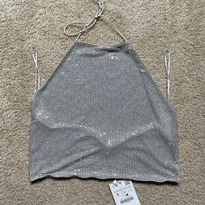 Brand new with tags! Rhinestone crop tie top